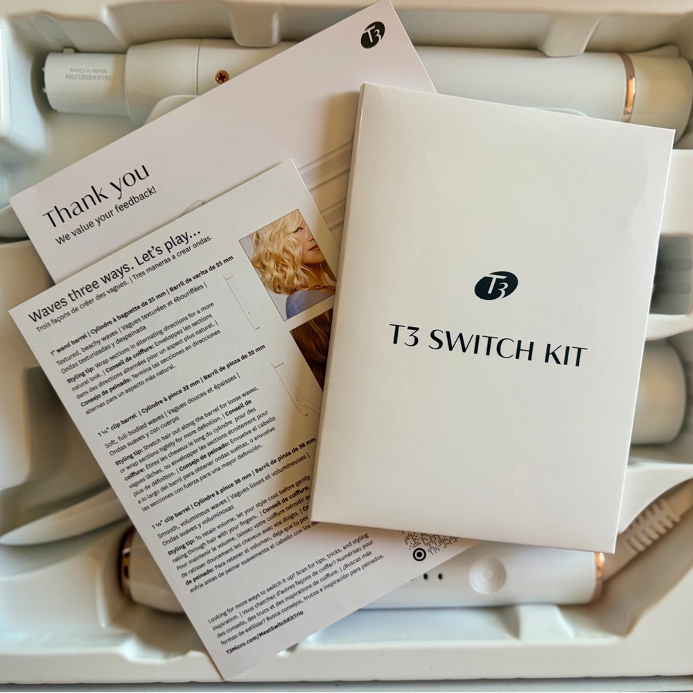 T3 Switch Kit Wave Trio Styling Iron - White and Gold